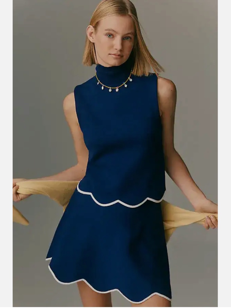 Nwt Anthropologie Maeve Scalloped-Hem Knit Mini Skirt